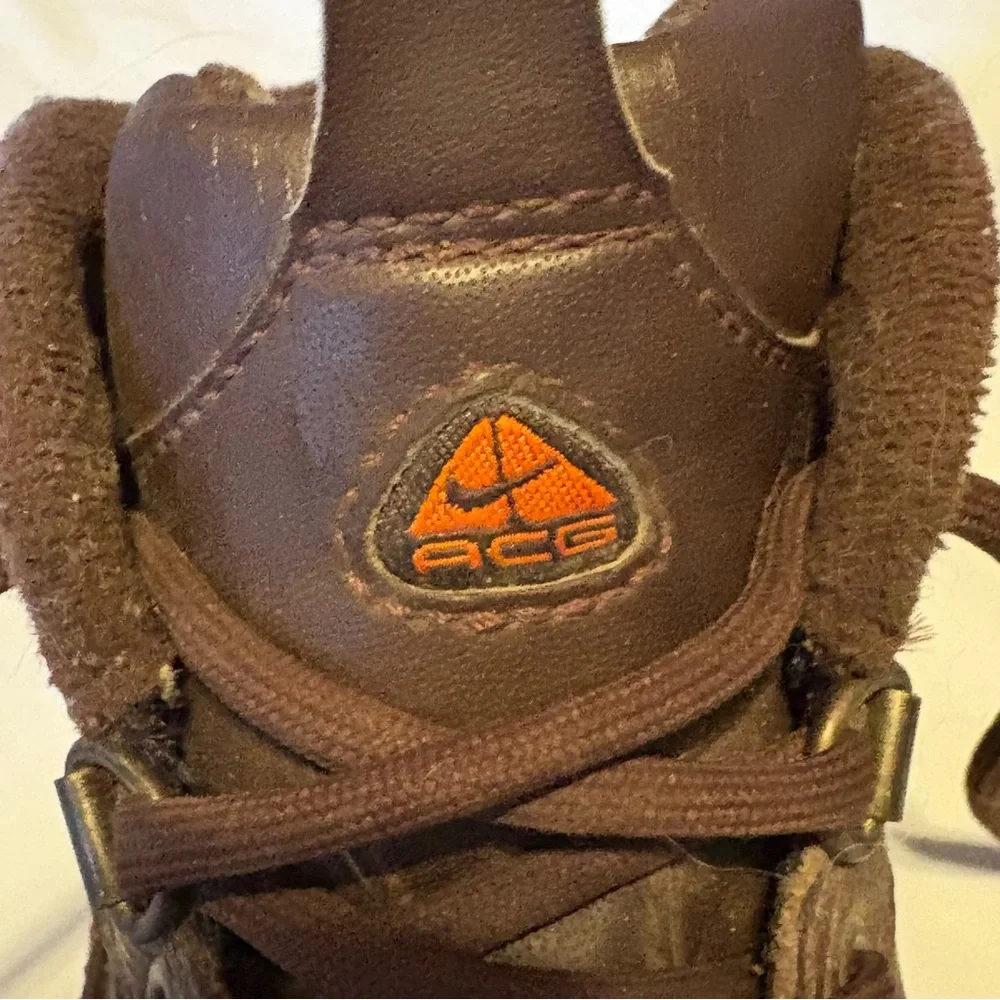 Vtg Nike ACG Leather Boots Kids 010507 UF Sz 11.5 C High Top Brown‎ Lace Up